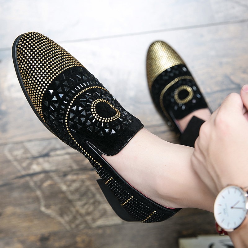Brand Noble Black Rhie Men Dress Veet Crystal Moccasins Mens Loafers Office Business Party Man Casual Shoes