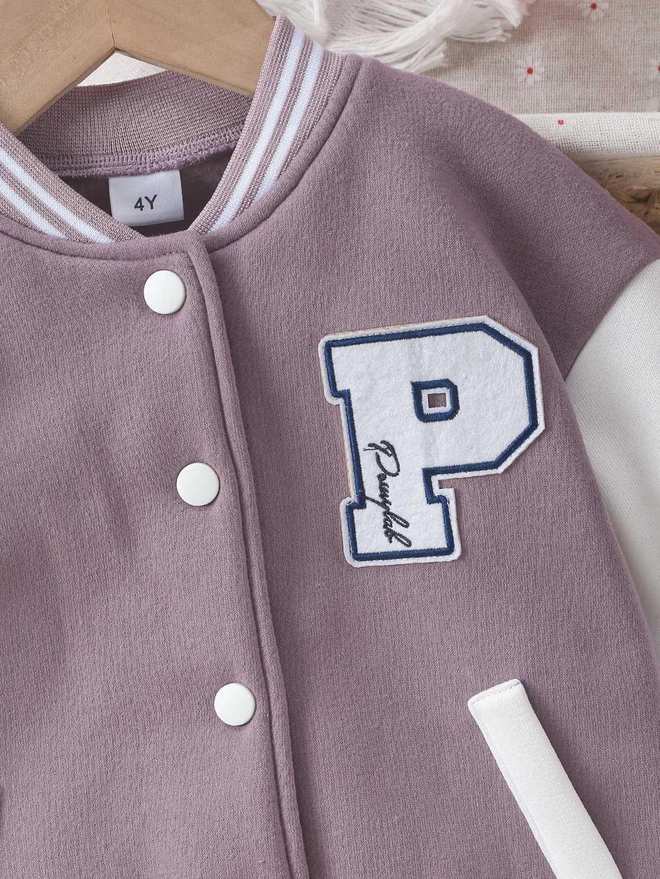 Childrens Baseball Uniform Jacket for 2-7 Years fashionable Street Tide Letter Embroidered Single-breasted Striped Jacket CoatXJ241214