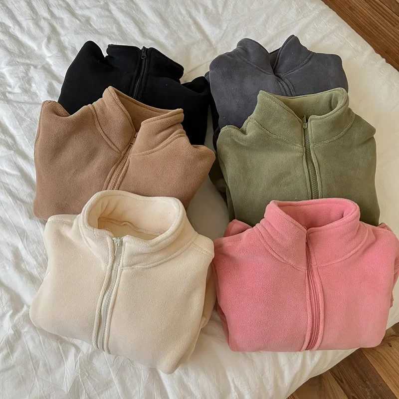 2024 Solid Sport Cold Jacket Long Sleeve ZipperChildrens Clothing Casual Outerwear Polyester Kid Coat Baby Girl Winter ClothesXJ241214