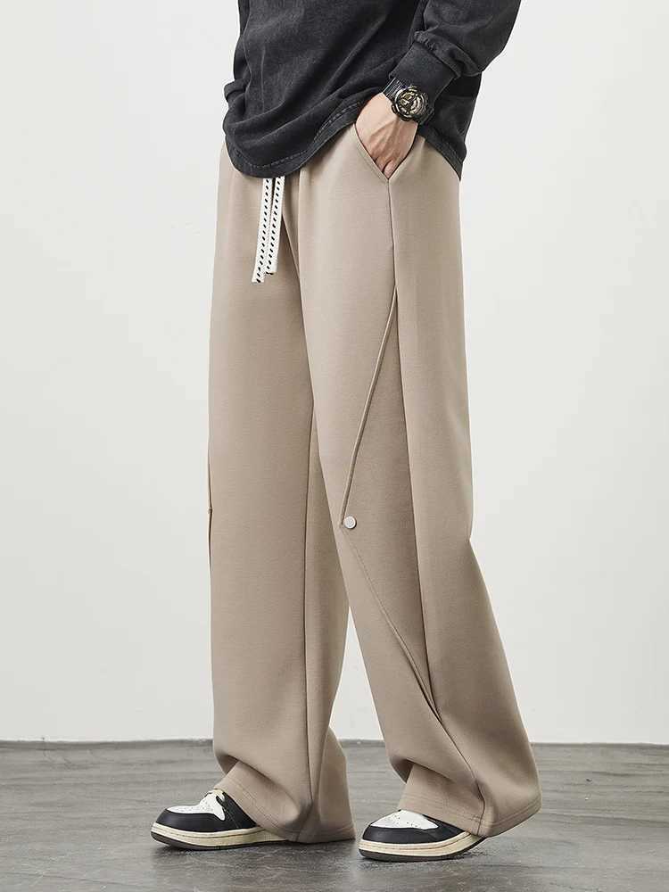 2024 new wide leg sports pants mens sports pants string with cotton casual loose track pants mens straight pants large size 8XL X241216