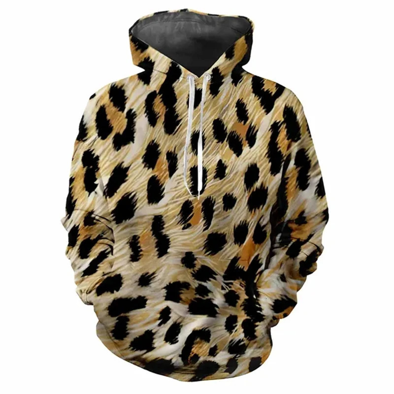Leopard Stripe Hoodie Pullover Long Sleeves Loose Sweatershirt 3D printed Autumn Fashion Trend Clothes Street Cool Hooded Hoodie 241214
