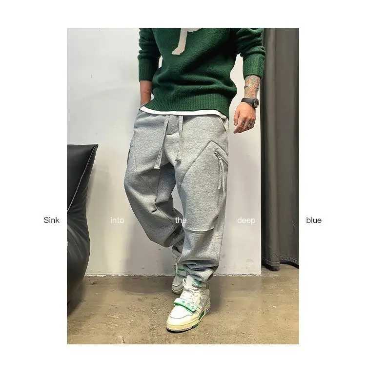 Mens new sports pants mens street fashion brand cool and fashionable drawstring sports pants X241216