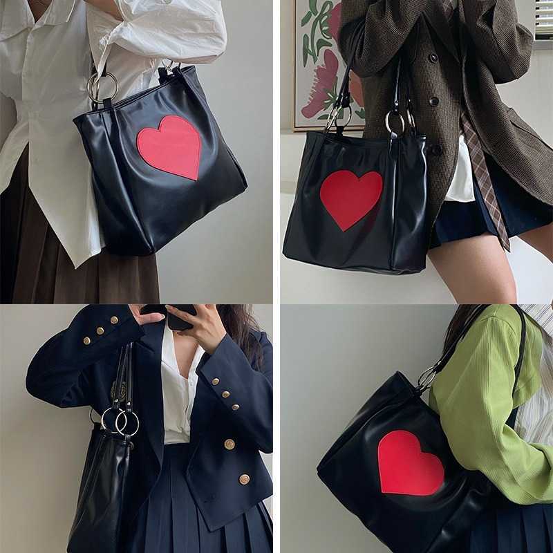 Tote bag for women trendy large capacity love shoulder bag college hand held backpack commuting bag for women