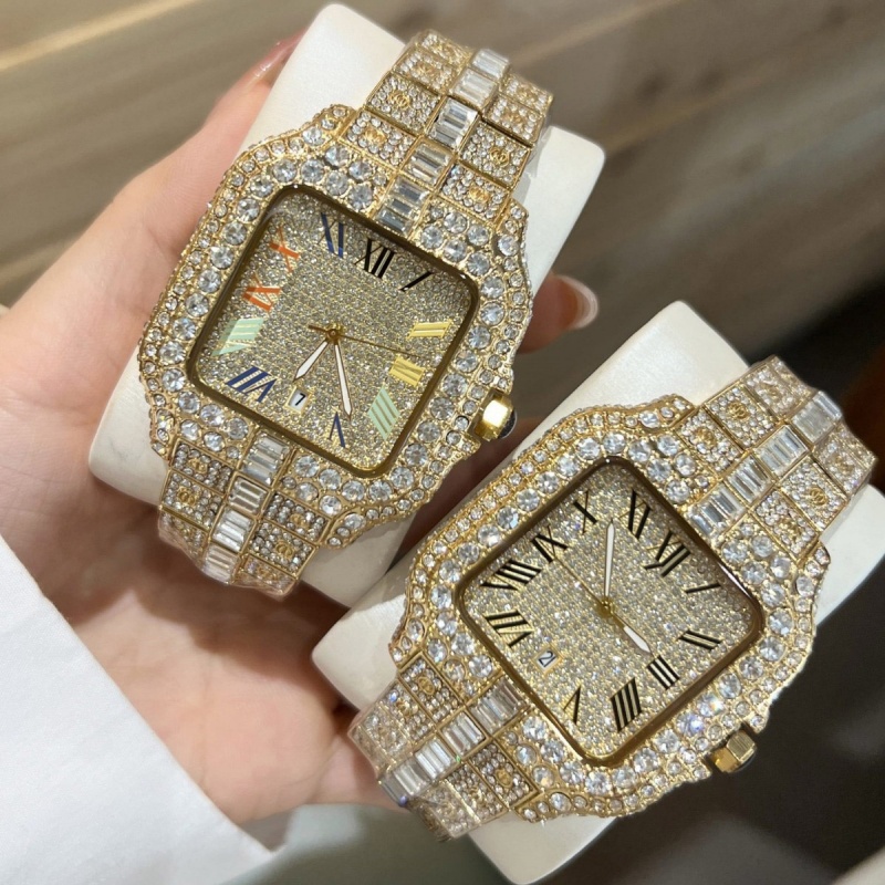 Men's Luxury Diamond Watches Iced Out Fashion Quartz Watch Moissanite Full Diamond 42mm Rose Gold Business Watch montre de luxe