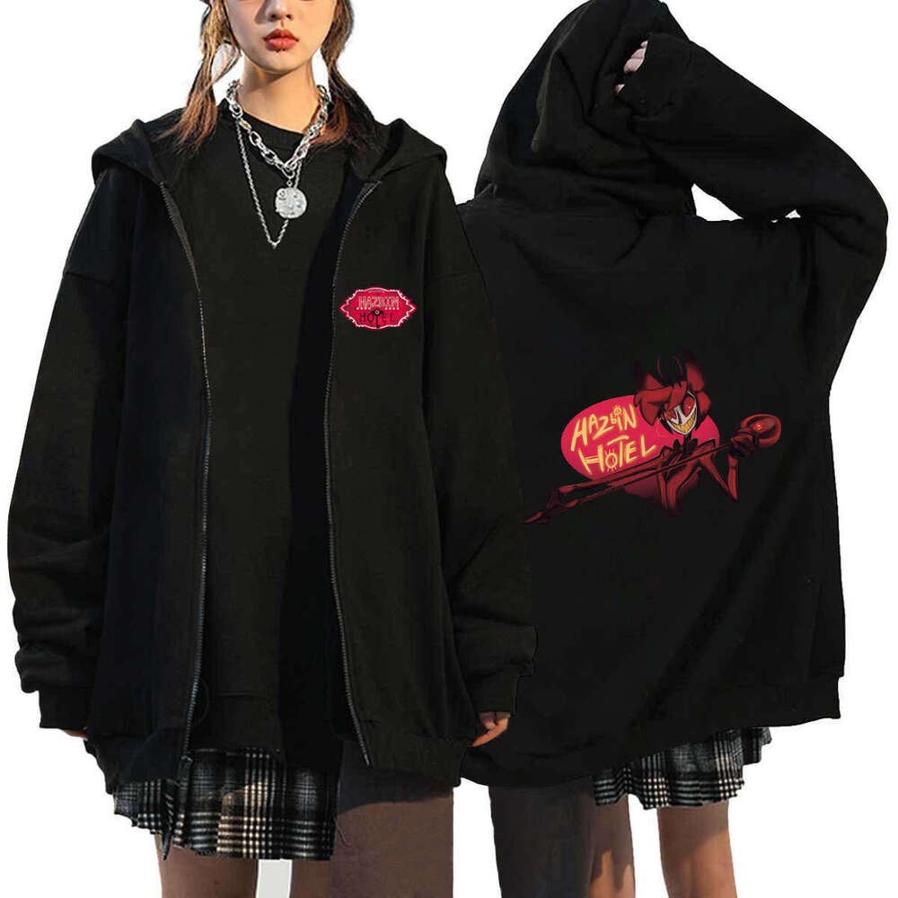 Hazbin Hotel Hell Inn Zipper Men's and Women's Casual Sports Hoodie Top Cardigan Coat
