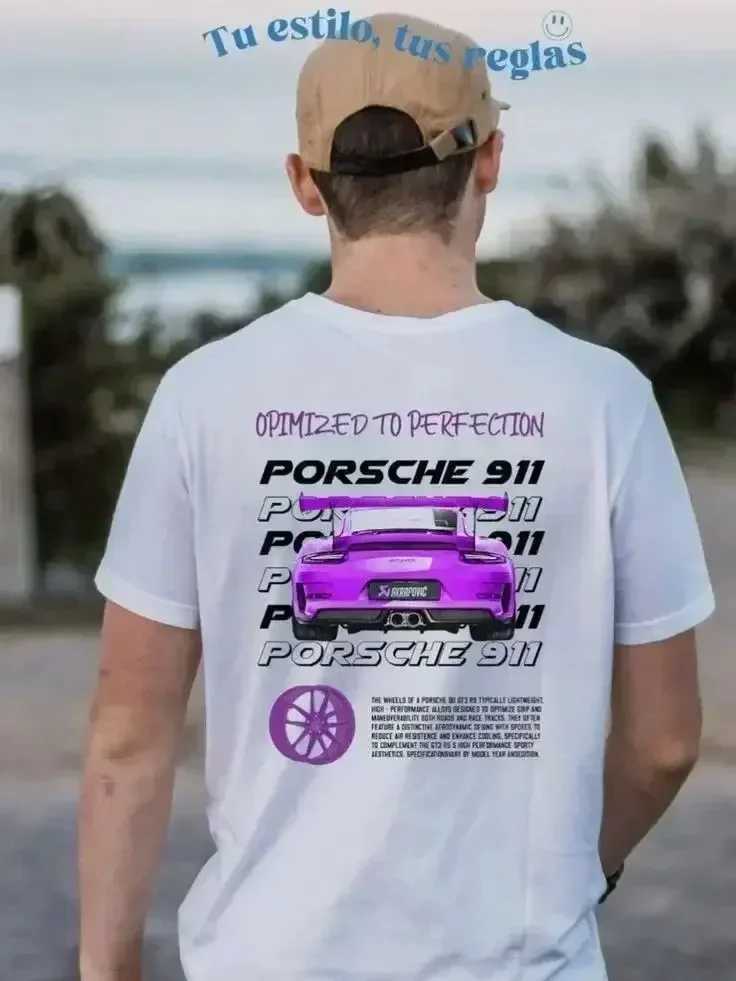 Womens Car Letter Print T-Shirt Perfection Is Never The End GT3-RS Print Cotton Shirt Casual 9 Oversized Tee Shirts W241216