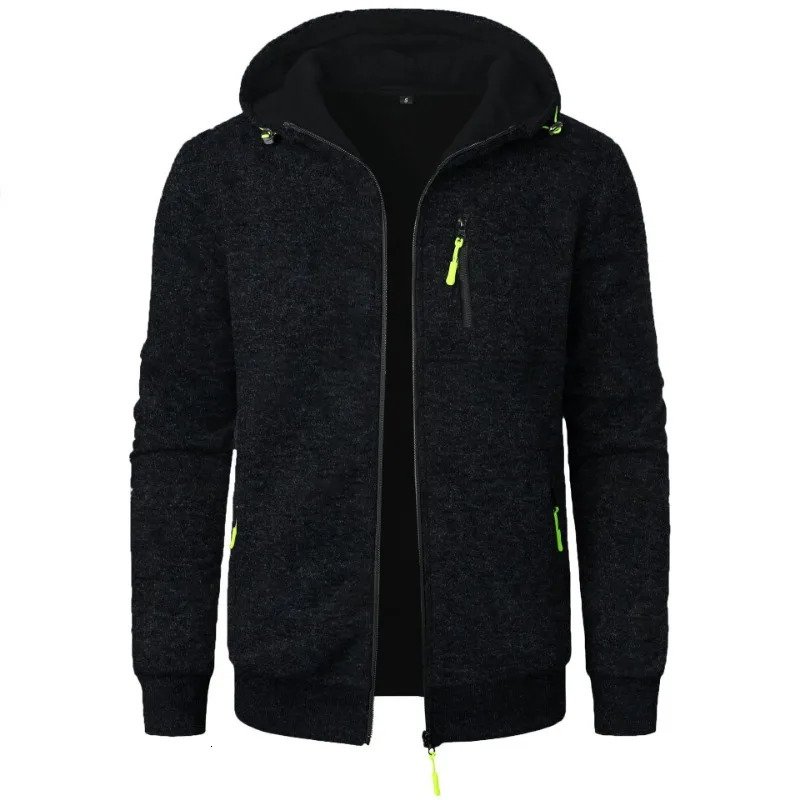 mens long sleeved mens sportswear zipper hooded sweatshirt oversized winter warm jacket jacket outdoor mens sportswear 241216