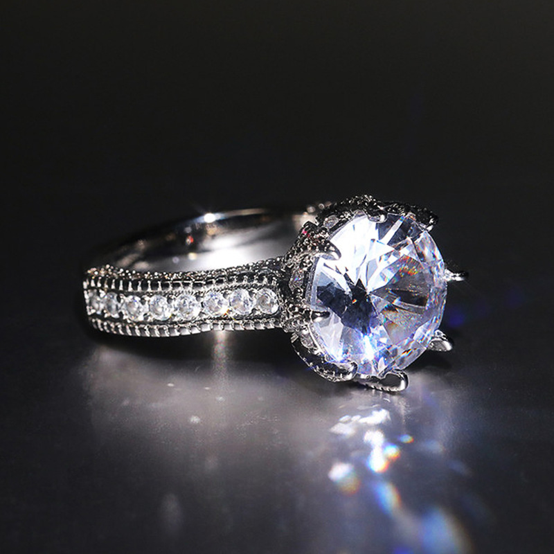 Wedding Oversized Sparkly Zircon Engagement For Women Fashion Dia Ring Jewelry