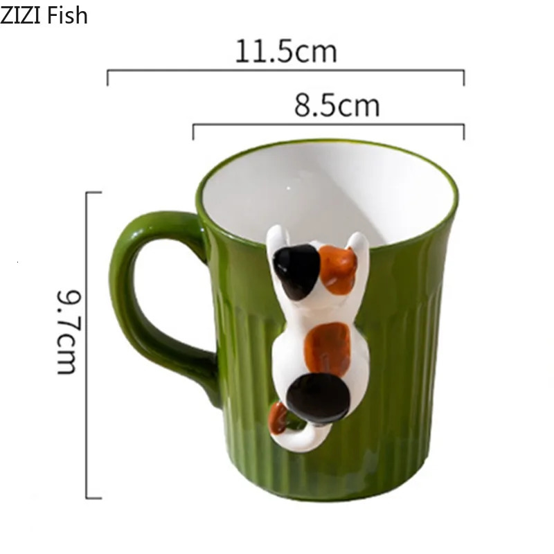 Cartoon Cute Cat Ceramic Mug Creative Office Water Cup Home Breakfast Milk Cup Couple Afternoon Tea Coffee Cup Friend Gift 241216