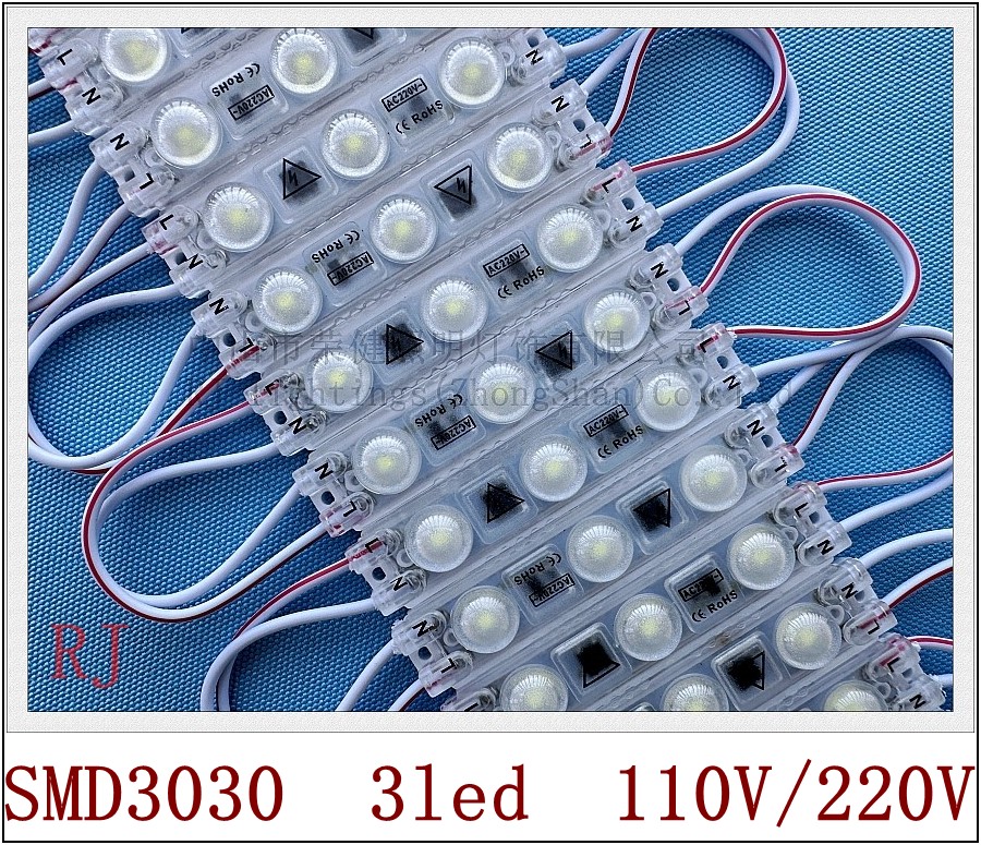 220V / 110V LED Light Module for Sign Letter 1.8W 220lm SMD 3030 3 led IP65 63mm*13mm ultrasonic Seal Super Bright no Need of Transformer