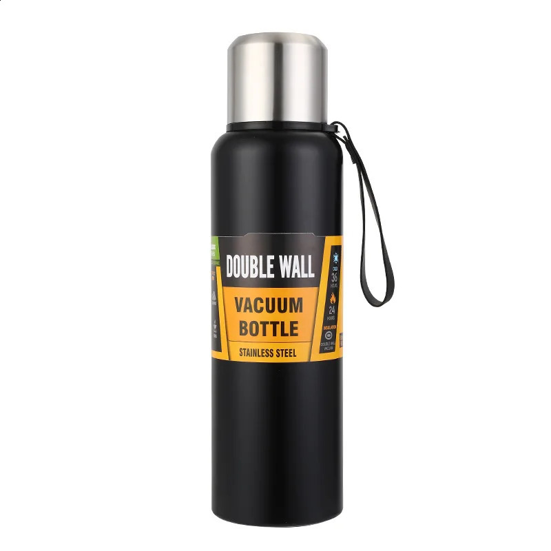 500/750/1000/1500ml Stainless Steel Thermos Large Capacity Vacuum Flask Portable Insulated Tumbler With Rope Thermo Bottle 241217bj W260226