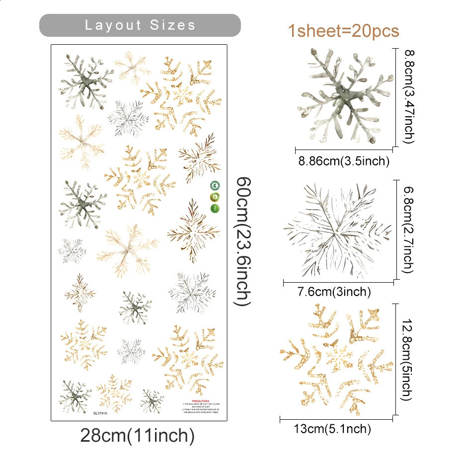 Christmas White Snowflake Window Glass Stickers Christmas Wall Stickers Decorations For Home Xmas Year Gifts 241213