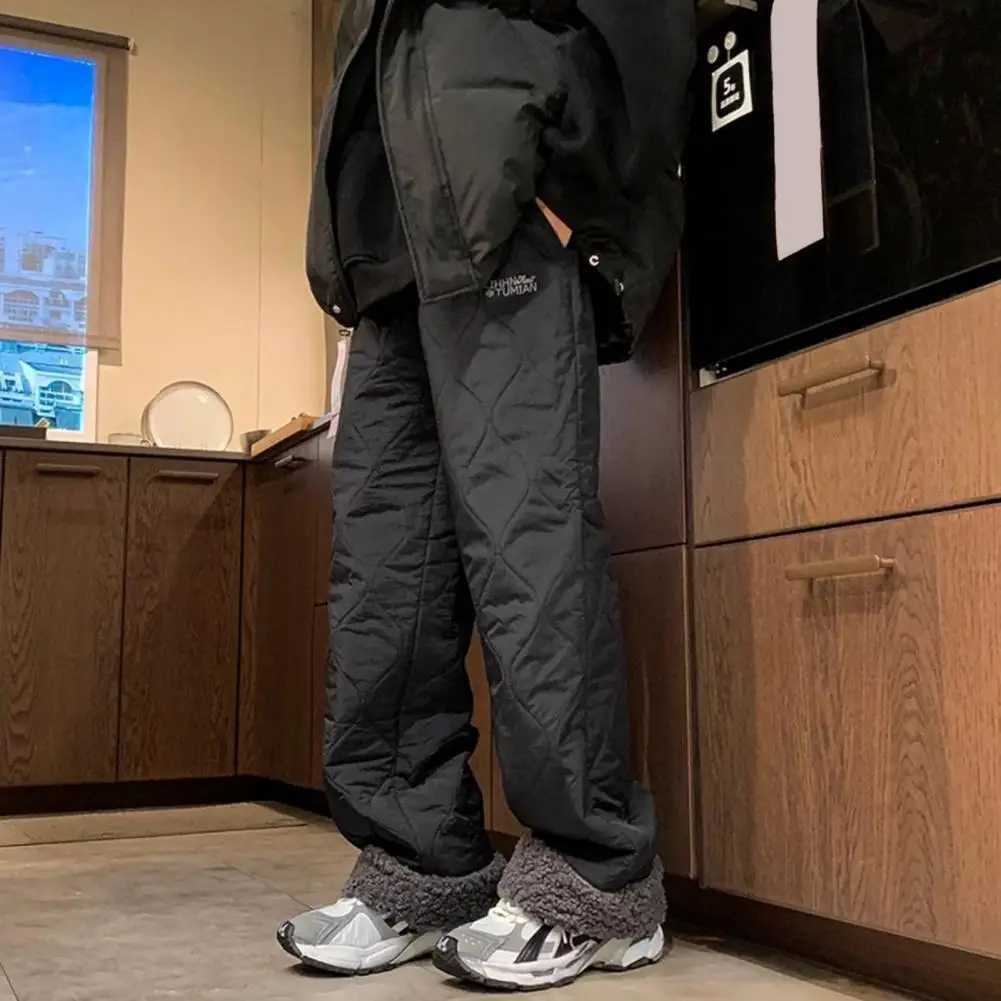 Adjustable Pants Mens Winter Fleece Pants Plush-lined Windproof Thermal Trousers for Wear Outdoor Activities Trousers M241217