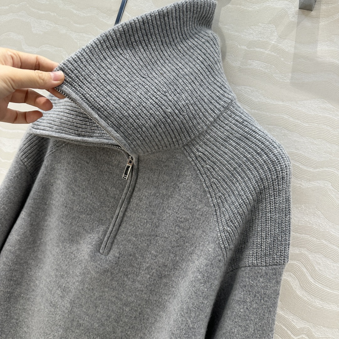 xb9 Lapel Solid Gray Long Sleeve Simple Fashion Women Sweater
