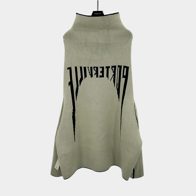 HKSH Spring Autumn Mens Punk Letter Jacquard Thick One Shoulder High Street Fashion Knitted Sweater Top HK3169 241216