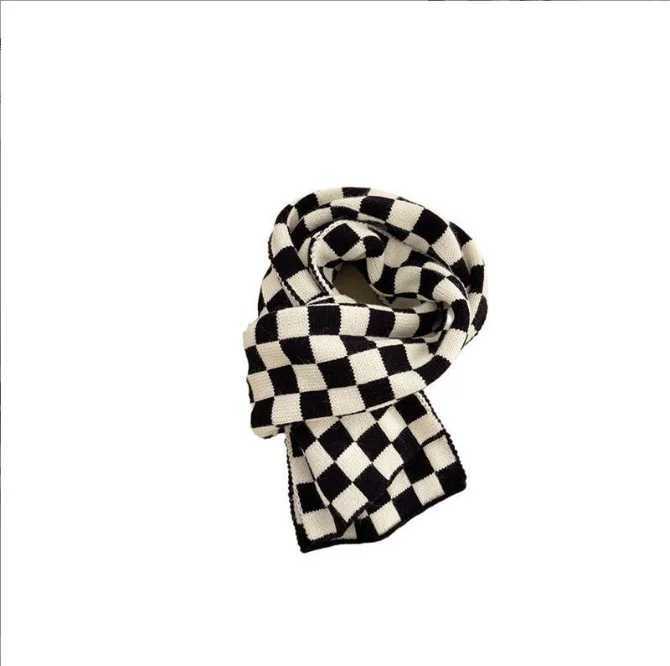 new kids knitted plaid checked scarf winter good quality kids scarves 031XJ241216