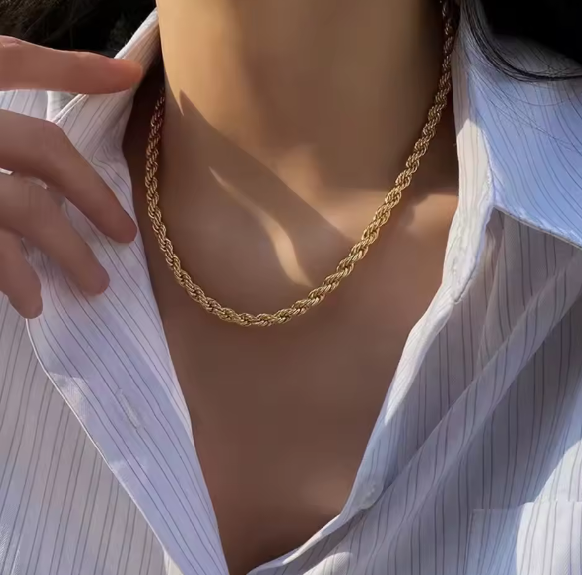 Mens Ropes Long Necklace Stainless Steel Minimalist Twist Rope Chain Hip Hop Jewelry Gold Chains 2 TO 5mm