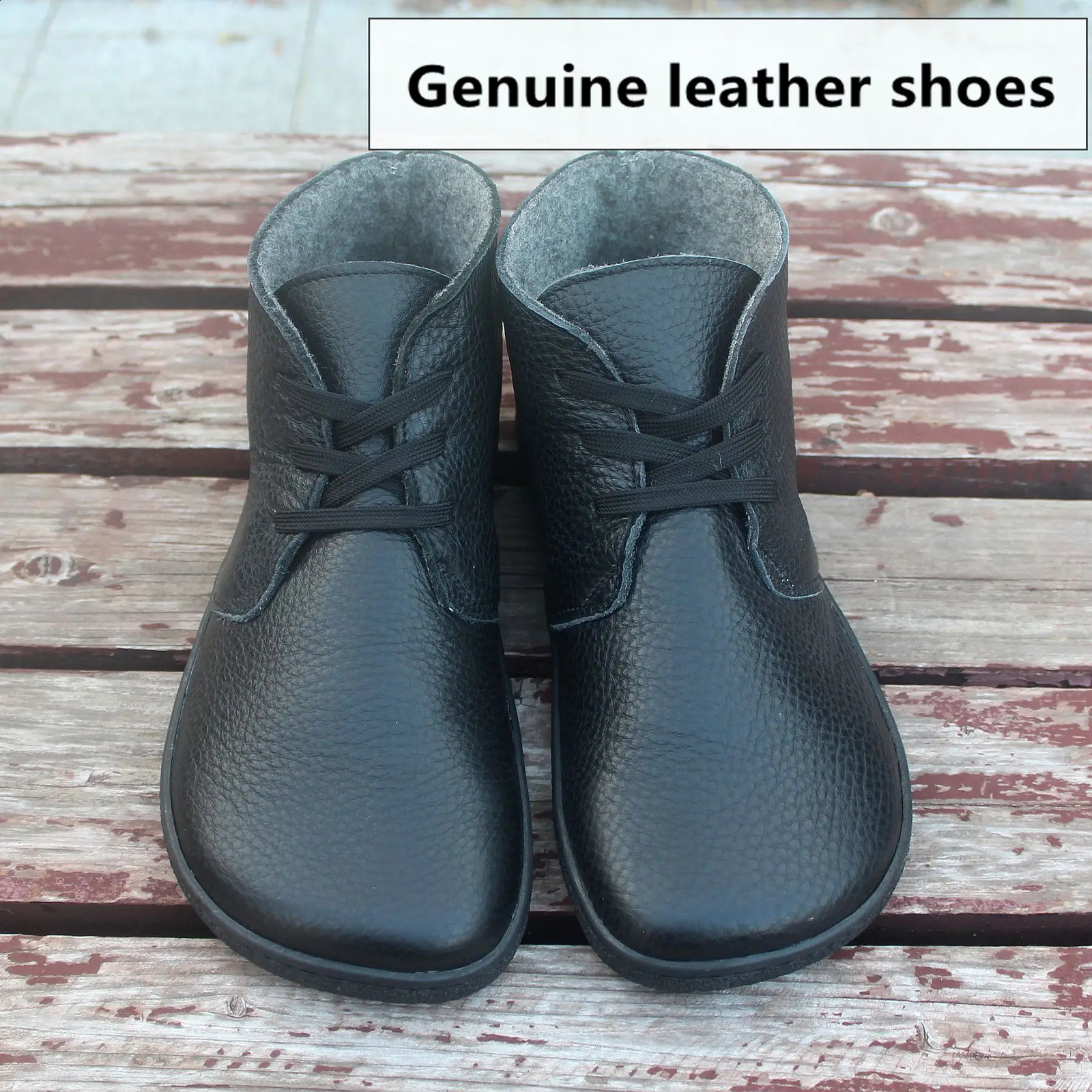 Womens zero drop wide shoe box barefoot leather boots with wool lining 241223