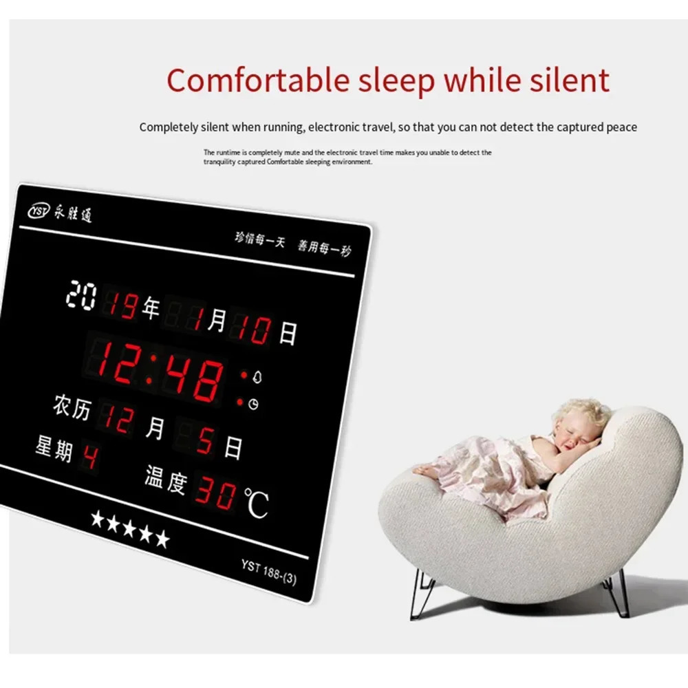 LED Digital Wall Clock with large screen Date and -Time Moon Phasesenergy savingLiving Room Decoration 241216