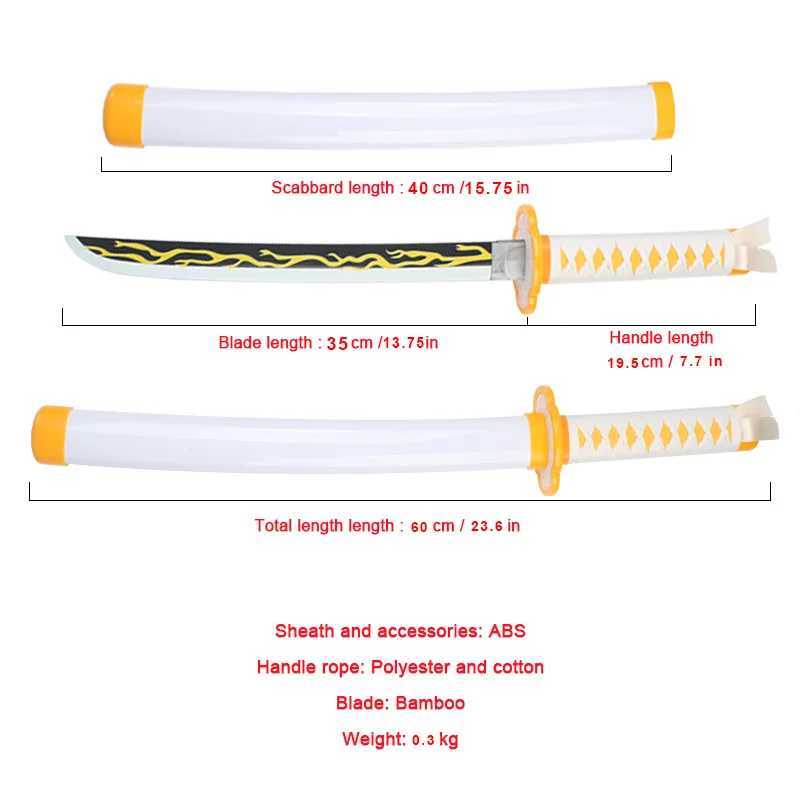 Devil Killer Katana Kimetsu No Yaiba Sword 60cm Toy Sword Sanemi Kyoujurou Kokushibou Reissue Katana X241217