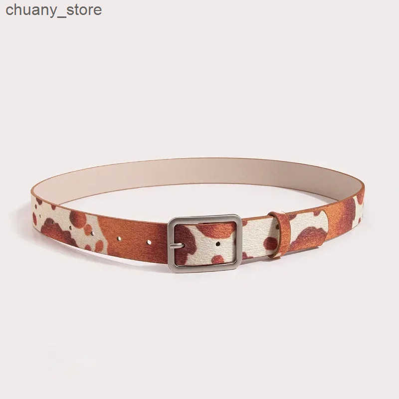 Belts Colorful Cow Print Belts Fashionable Simulated Animal Fur Belts Zinc Alloy Buckles Woman Apparel Accessories L240910