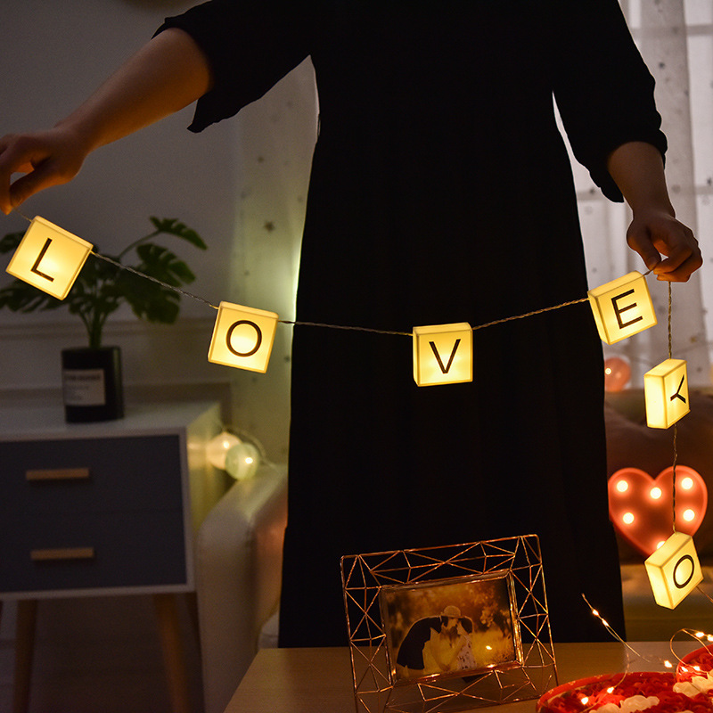 LED Letter Light Box String - Illuminated Puzzle Alphabet for Christmas Decor & Proposals