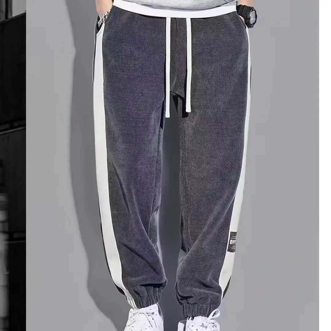2025S Fashion Designer High Quality Autumn And Winter Sweatpants Trendy Thick Loose Ankle Sports Hiphop Vintage Pants Korean Version Gray Casual Mens 