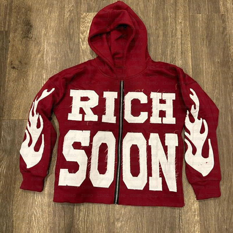Y2k American High Street Trend Jacket Men Letter Embroidered Zipper Hoodie Harajuku Fashion Retro Oversized Sweatshirt Women