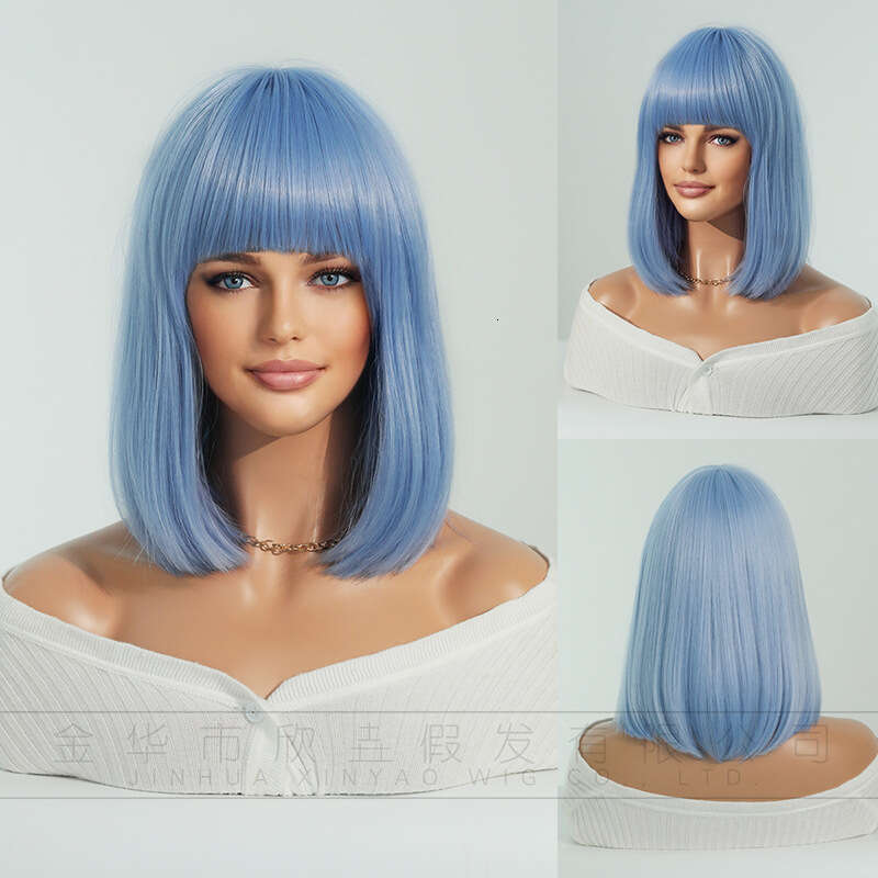 Women's Golden Short Hair Straight Wave Head Halloween Cosplay Blonde Bob Wig Kq9 Kq9