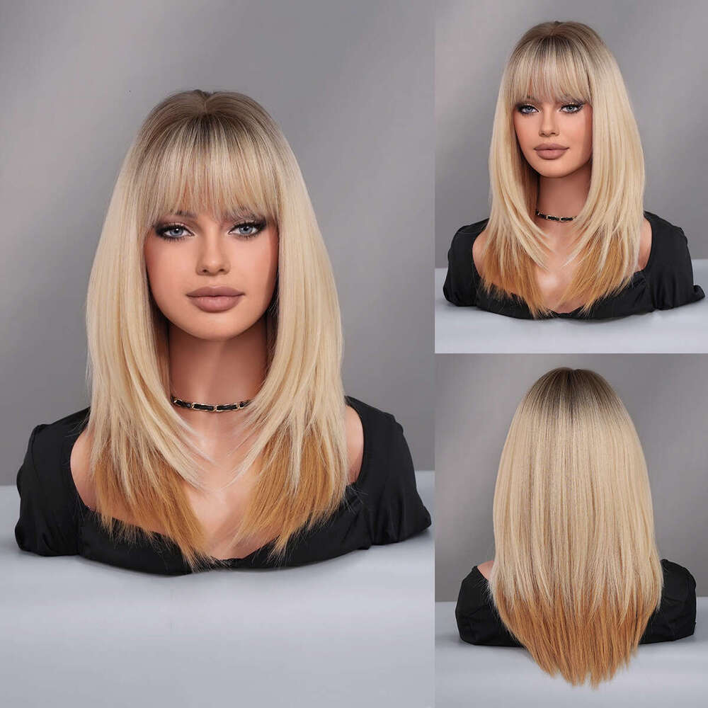 Attention To Ordering - Long Haired Siamese Cat Gradient Pink Brown Layered Wig Synthetic Medium Long Hair Cover Kq9 Kq9