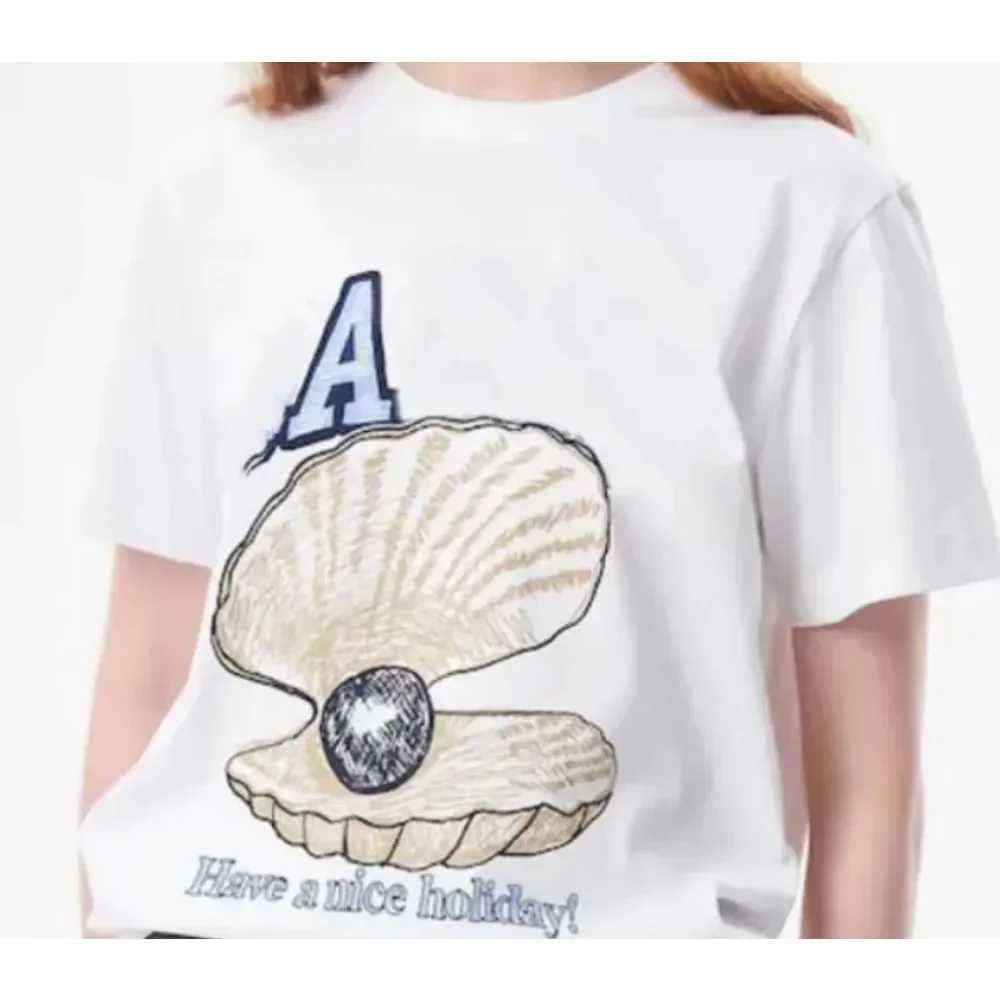Women's T-Shirt Korean Brand Pure Cotton T-shirt with Fruit Print for Men Women Kid Round Neck Short Slved Casual Loose Short Slved Summer Y24121