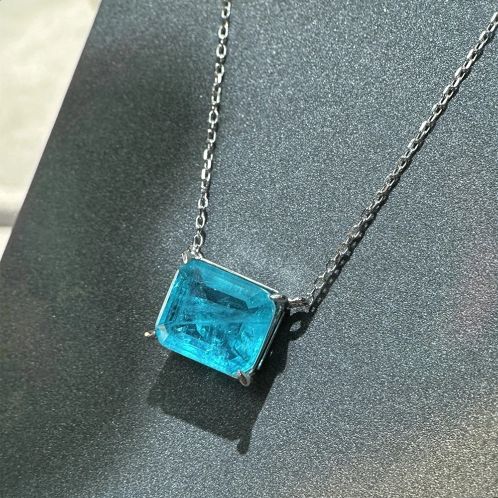 Wong Rain Vintage 100% 925 Sterling Silver 1012 MM Emerald Paraiba Tourmaline Gemstone Pendant Necklace Fine Jewelry Wholesale 241216