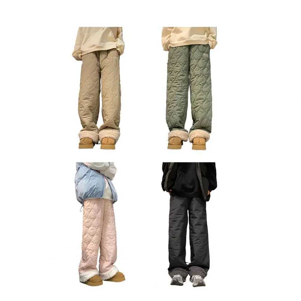 Adjustable Pants Mens Winter Fleece Pants Plush-lined Windproof Thermal Trousers for Wear Outdoor Activities Trousers M241217