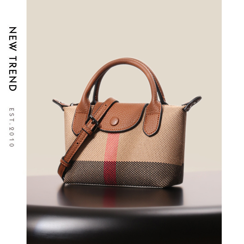 2025 Early Spring New Women's Plaid Canvas Personalized Fashion Designer Versatile And Lightweight Single Shoulder Crossbody Bag