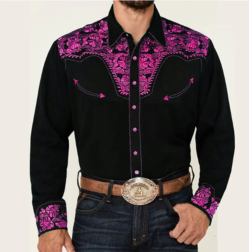 Mens shirts Western style shirts floral graphic prints rotating long sleeves buttons printed clothing fashion er soft 241216