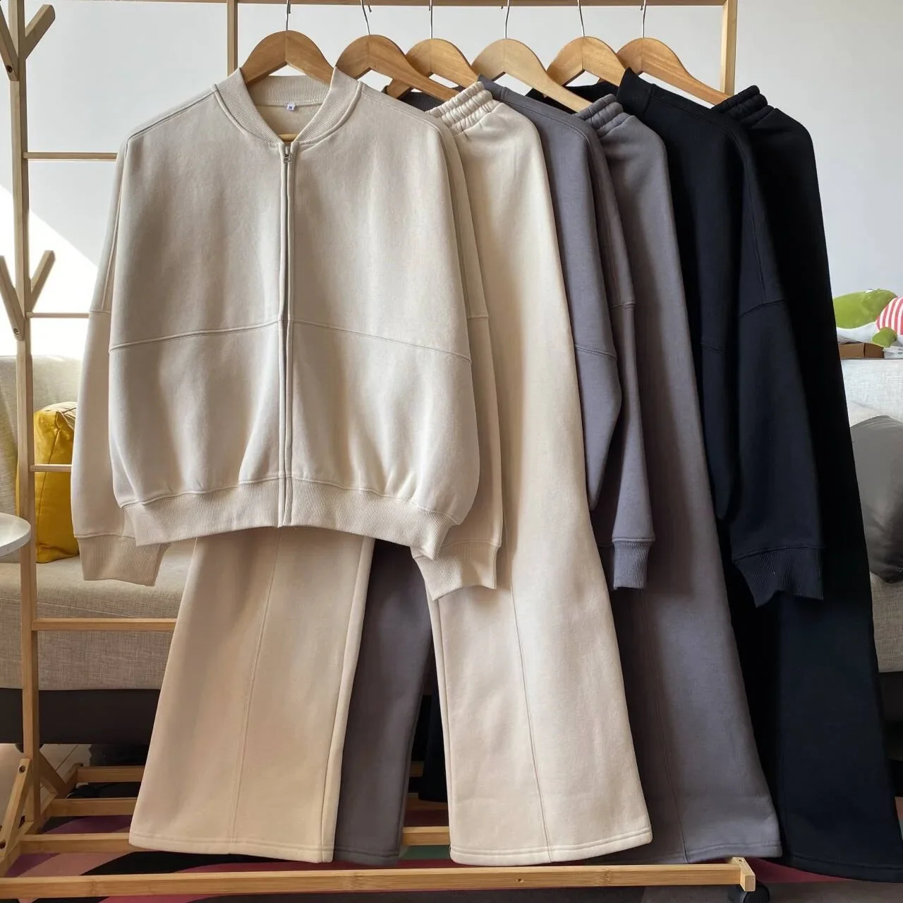 TRAF ZR zipper cardigan set dress womens track and field suit set autumn set womens loose pants long sleeved sportswear 241217