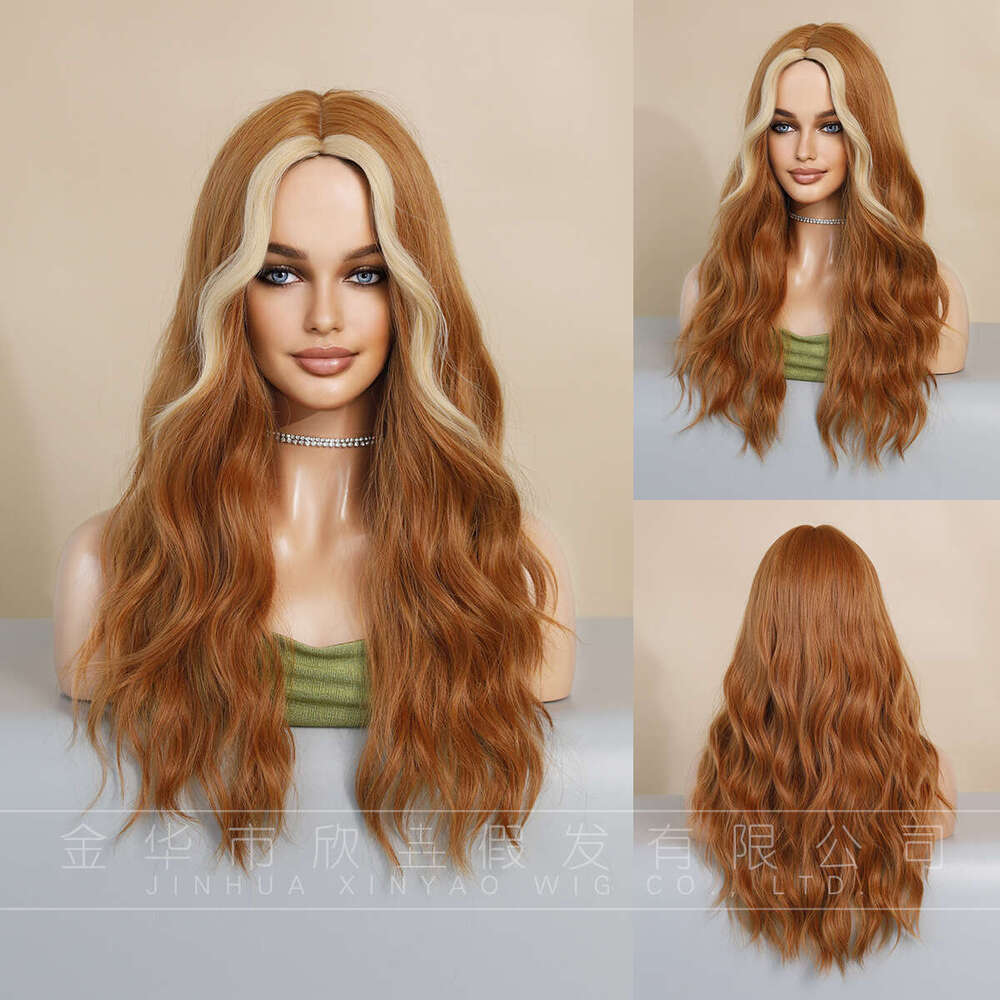 Women's Synthetic Long Curly Hair Orange Dyed Gold Split 60Cm UK French Wig Kq9 Kq9