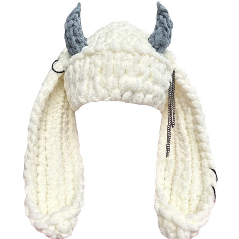 Beanie Skull Caps Autumn Winter Unisex Knitted Hat Adults Handmade Bullhorn Quirky Personalized Adult Hats Christmas gifts 5PCS/LOT