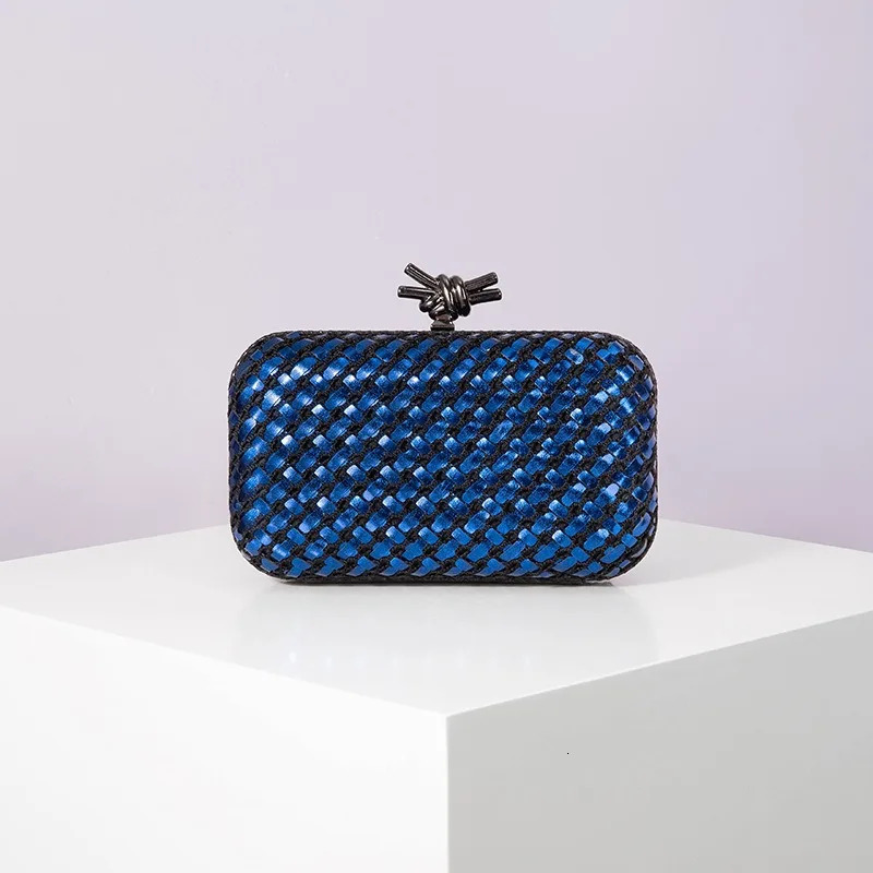 Woven Clutch Bag For Women Formal Party Contrast Color Microfiber Thread Braid Evening Bags Classic Chain Small Square Handbags