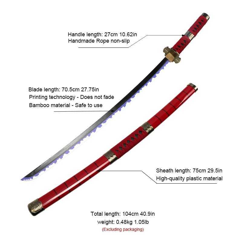 3-piece set of Roronoa Zoro sword 104cm handmade Katana Japanese anime cosplay sword Shusui Enma Kitetsu without sword stand and belt X241217