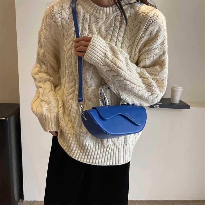 Klein Blue Crossbody Bags For Wen Luxury Designer Saddle Bag High Quality Pu Leather Handbag Lady Bag Sier Short Handle Tote Z250210
