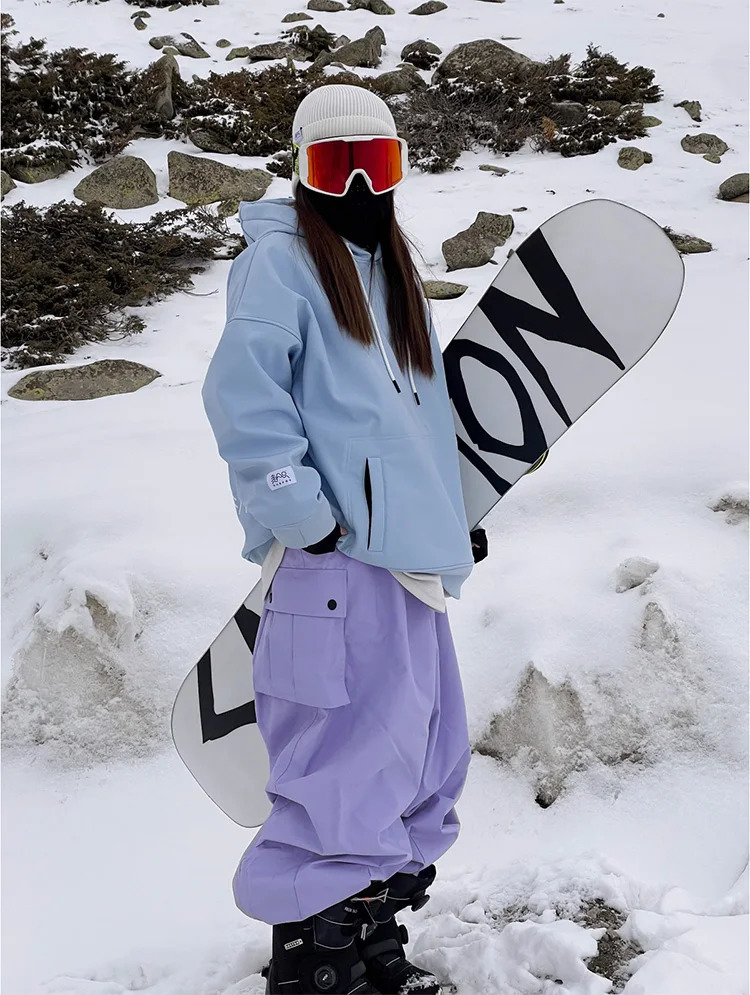 Women Outdoor Windproof Waterproof Warm Violet Color Snow Trousers Oversize Ski Pants Winter Ski Snowboard Pants Cargo Pants 241216