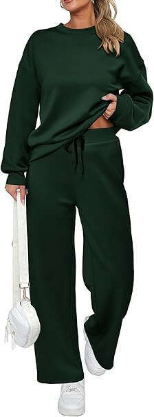 European American Knitted Women's Two-Piece Long Sleeved Top And Casual Wide Leg Pocket Pants Set