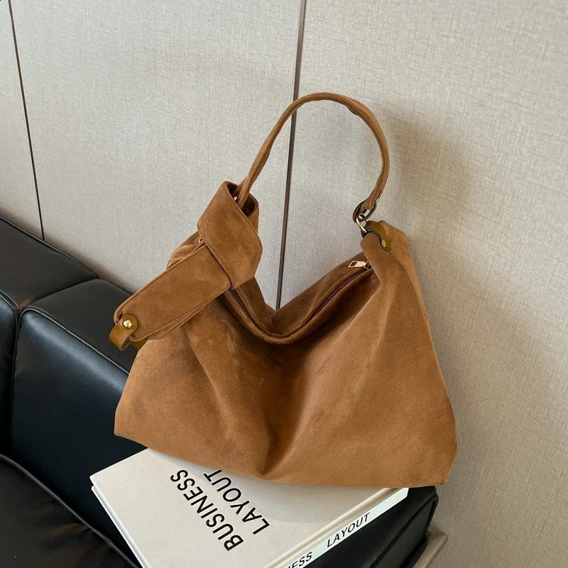 Casual Suede Shoulder Bags Solid Sewing Thread 2025 Youth Bags for Women Zipper Fashion Womens Crossbody Bags 241216