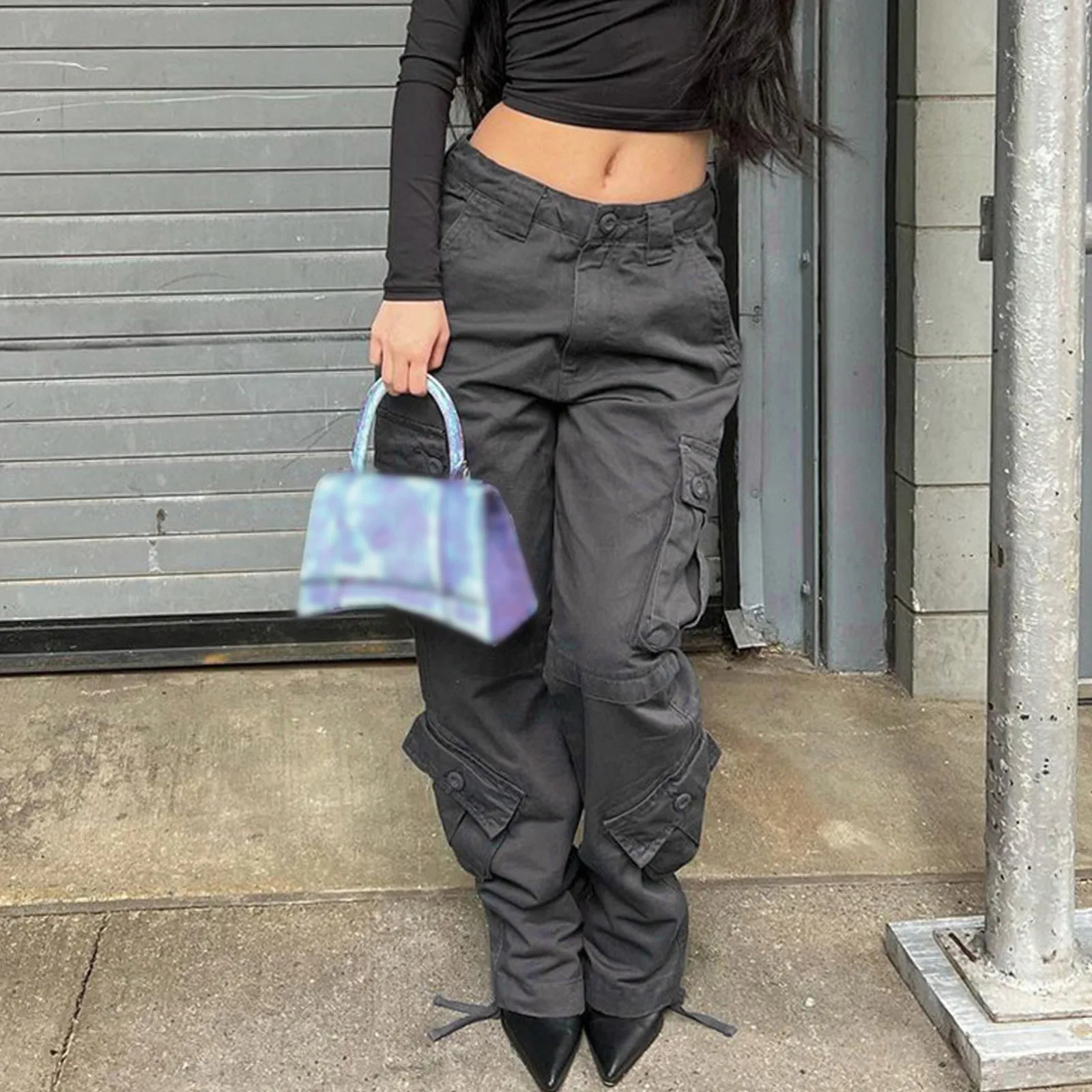 White Long For Women Jeans Wide Leg Straight Demin Cargo Pants Casual Trousers With Pockets Vintage Harajuku Streetwear Z260314