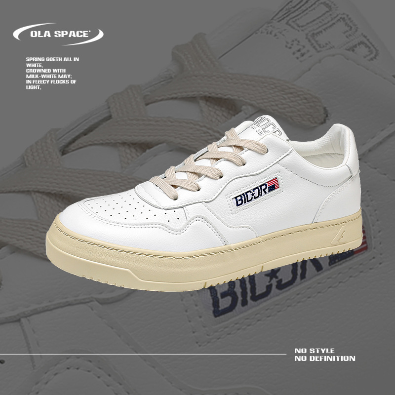 2025 spring new cream white thick sole casual board shoes male students all fashion shoes lace-up sports wind autry