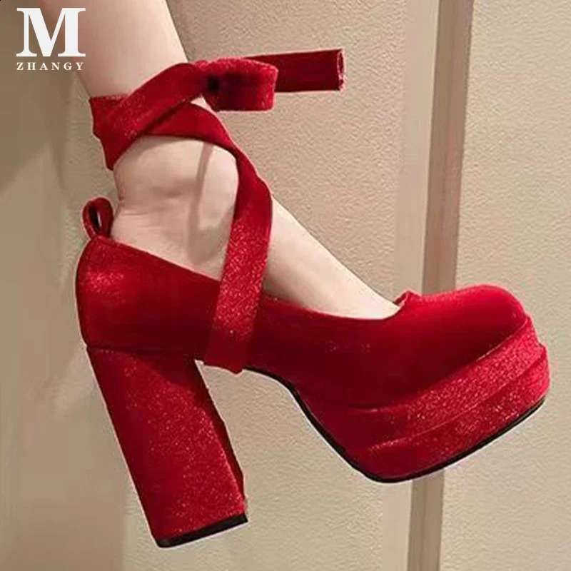 Platform High Heels Mary Janes Women Shoes Chunky Sexy Woman 2025 Trend Autumn Fashion Pumps Elegant Cozy Mujer Zapatos 241213