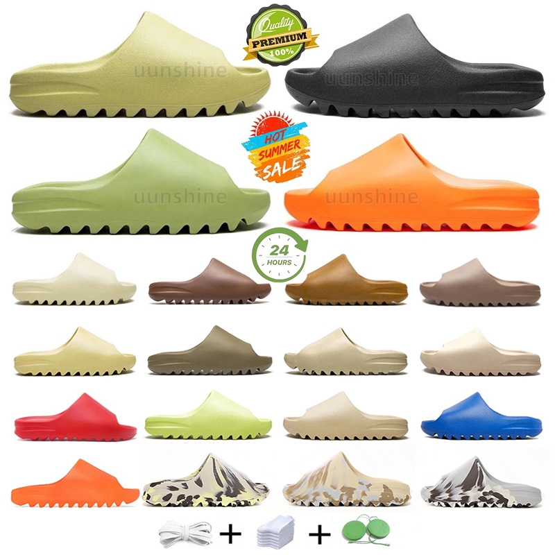 2025 Free shipping with box Designer slides slippers onyx Bone Azure Flax Pure restock pair Ochre glow Resin Soot Core womens sandals mens solid classics slipper