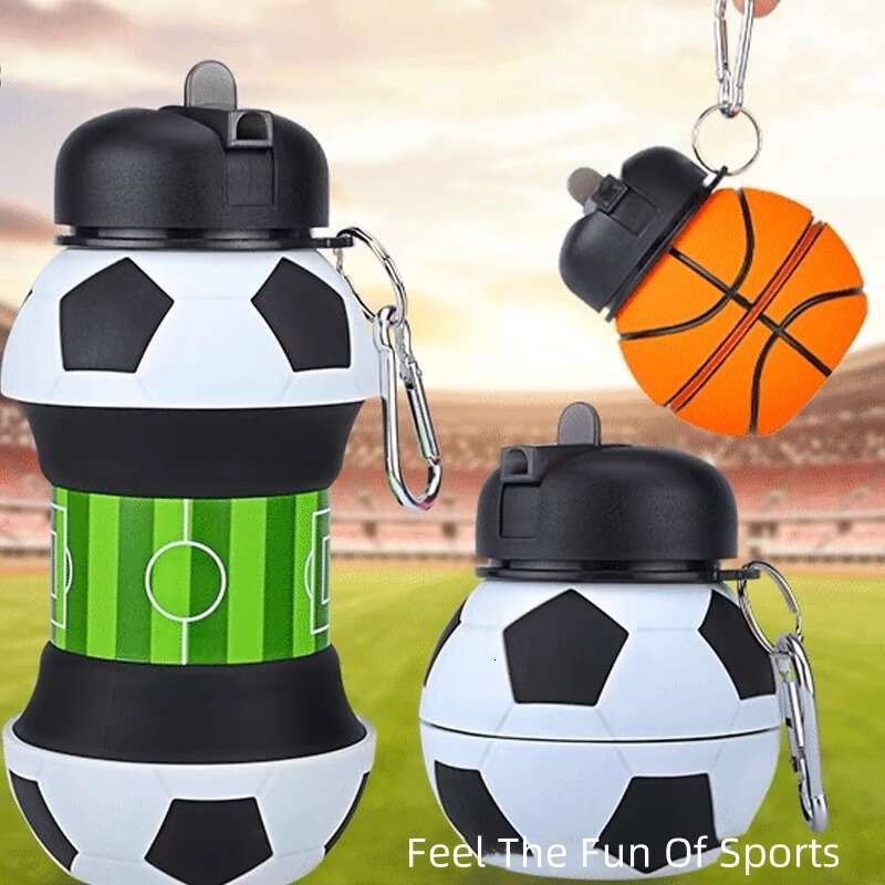 Fold Camping Cups Mug Outdoor Sports Basketball Football Tennis Golf School Leakproof Portable Kids Water Bottle Z260202