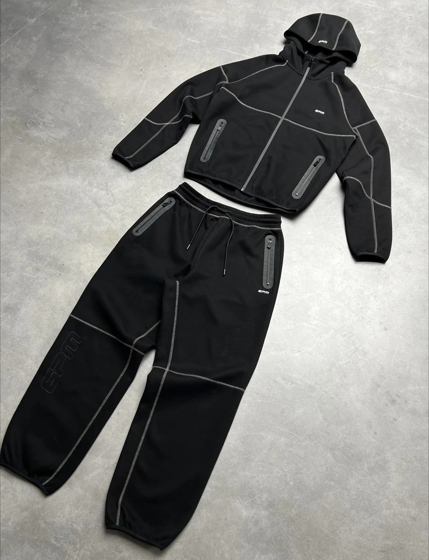 Hip Hop Oversized Streetwear Zip Up Hoodie Sweatpants Two Piece Set Mens Sportswear Hoodie Sweatshirt Casual Pants Y2k Clothes 241213